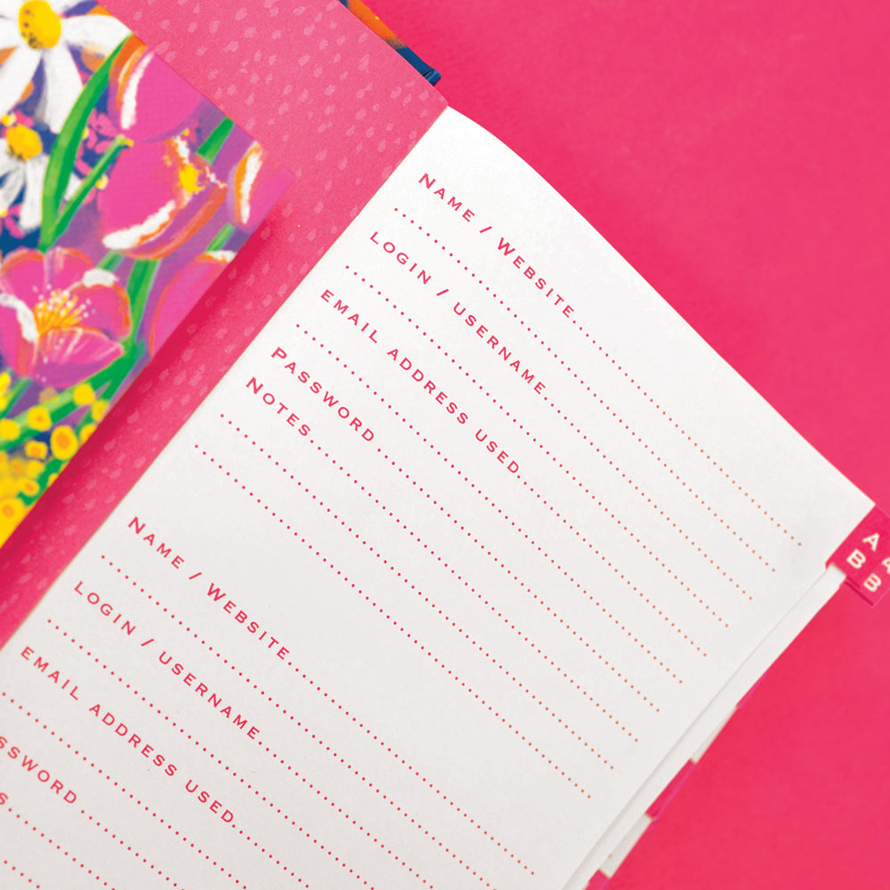 Discreet Password Book | Floral Alphabetical Organiser for Logins