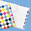 Discreet Password Book | Multicolour Diamond Pattern Organiser for Logins