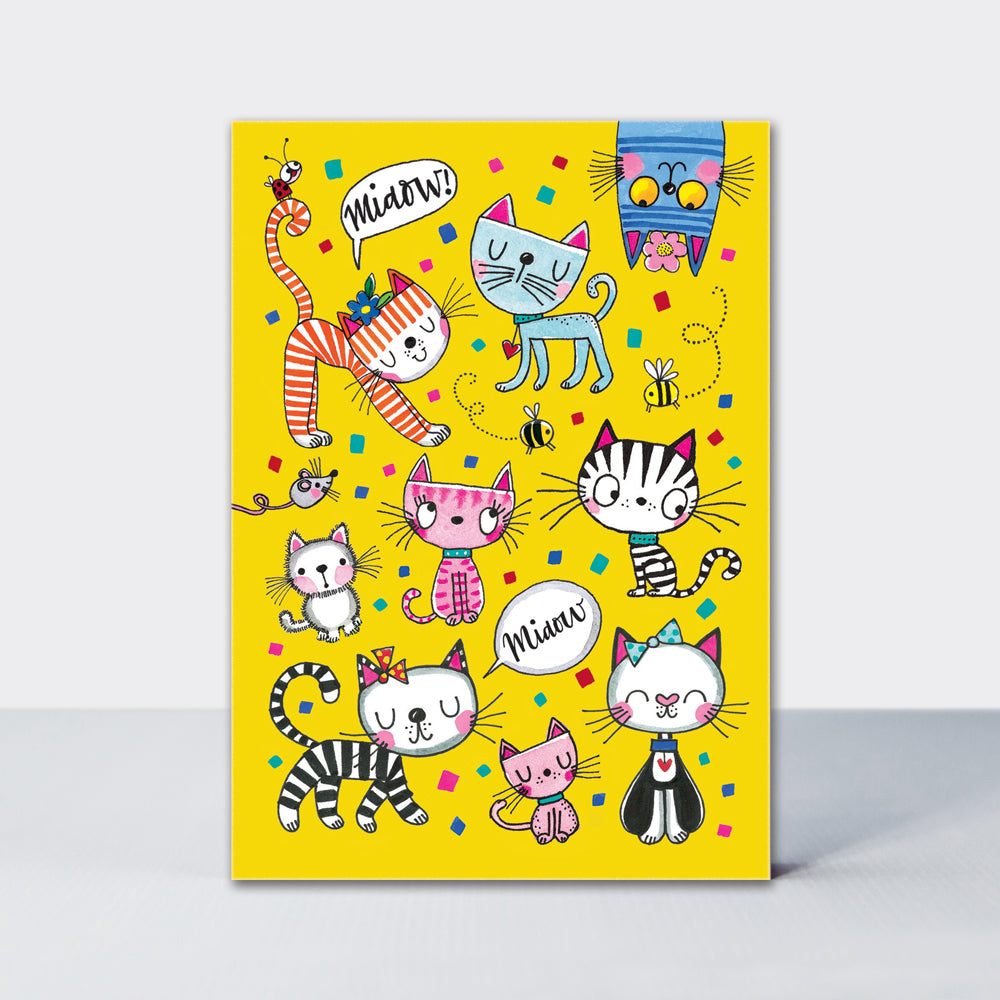 Postcard - Cats on yellow Blank