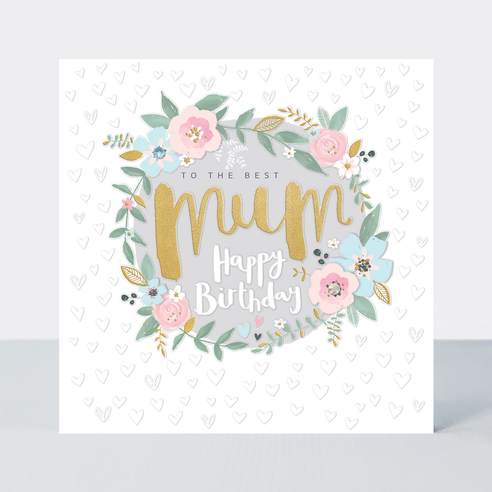 Peony - Mum Birthday Floral Wreath  - Birthday Card