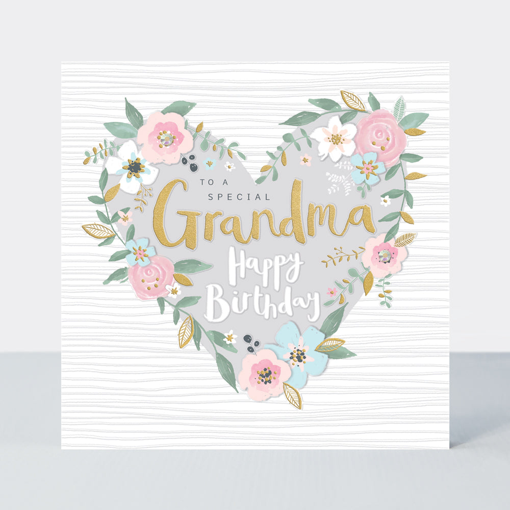 Peony - Grandma Birthday Card Floral Heart