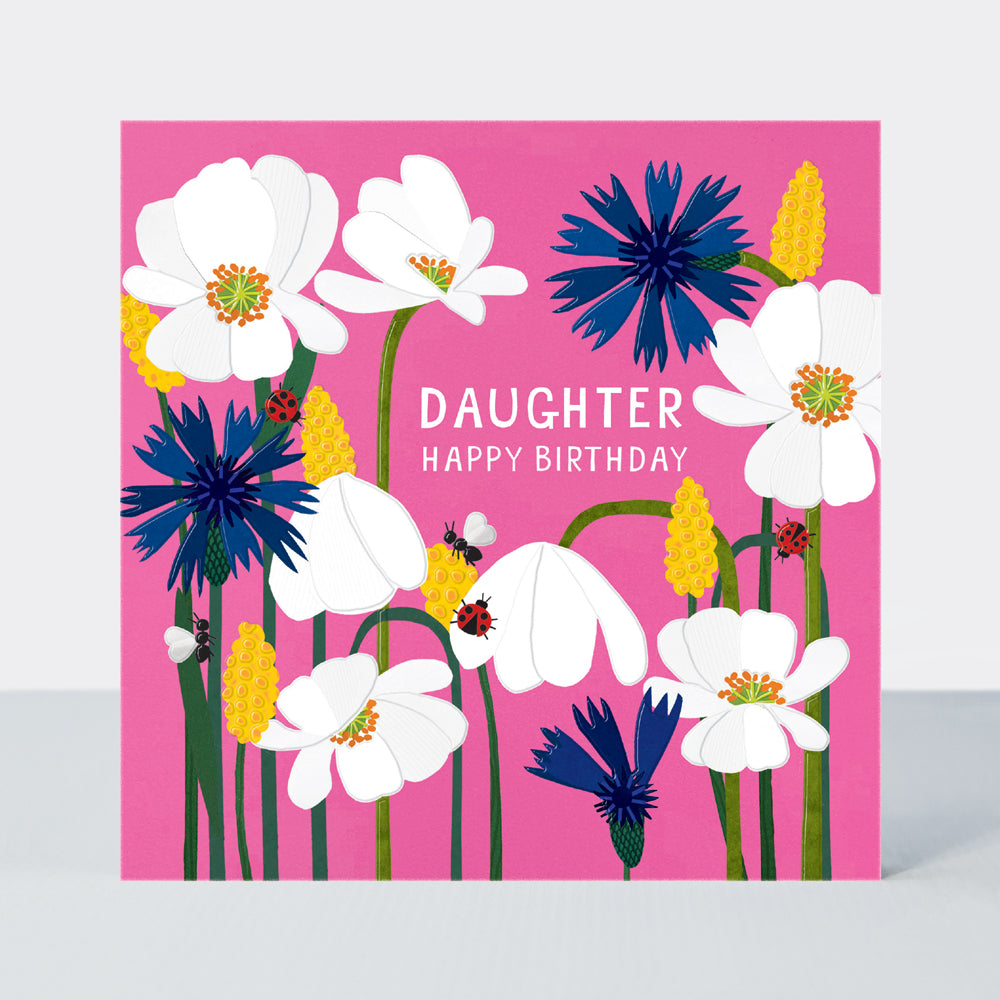 Paper Petals - Daughter Birthday Card - Paper Cut Poppies &amp; Ladybirds