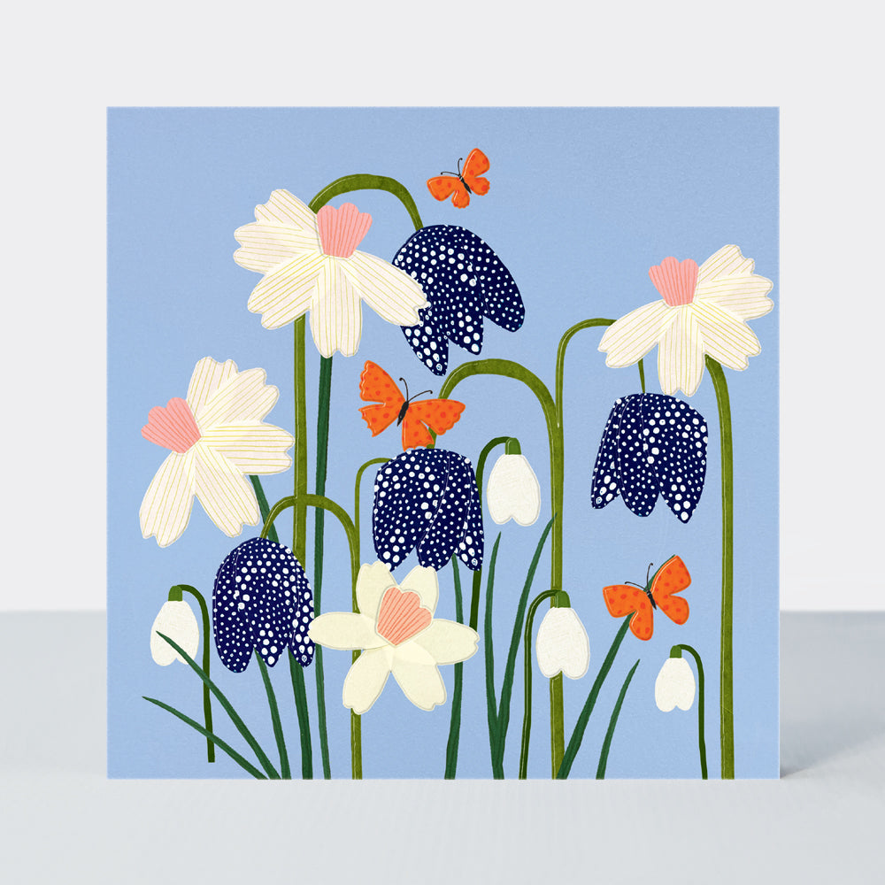 Paper Petals - Blank Card - Paper Cut Flowers &amp; Butterflies