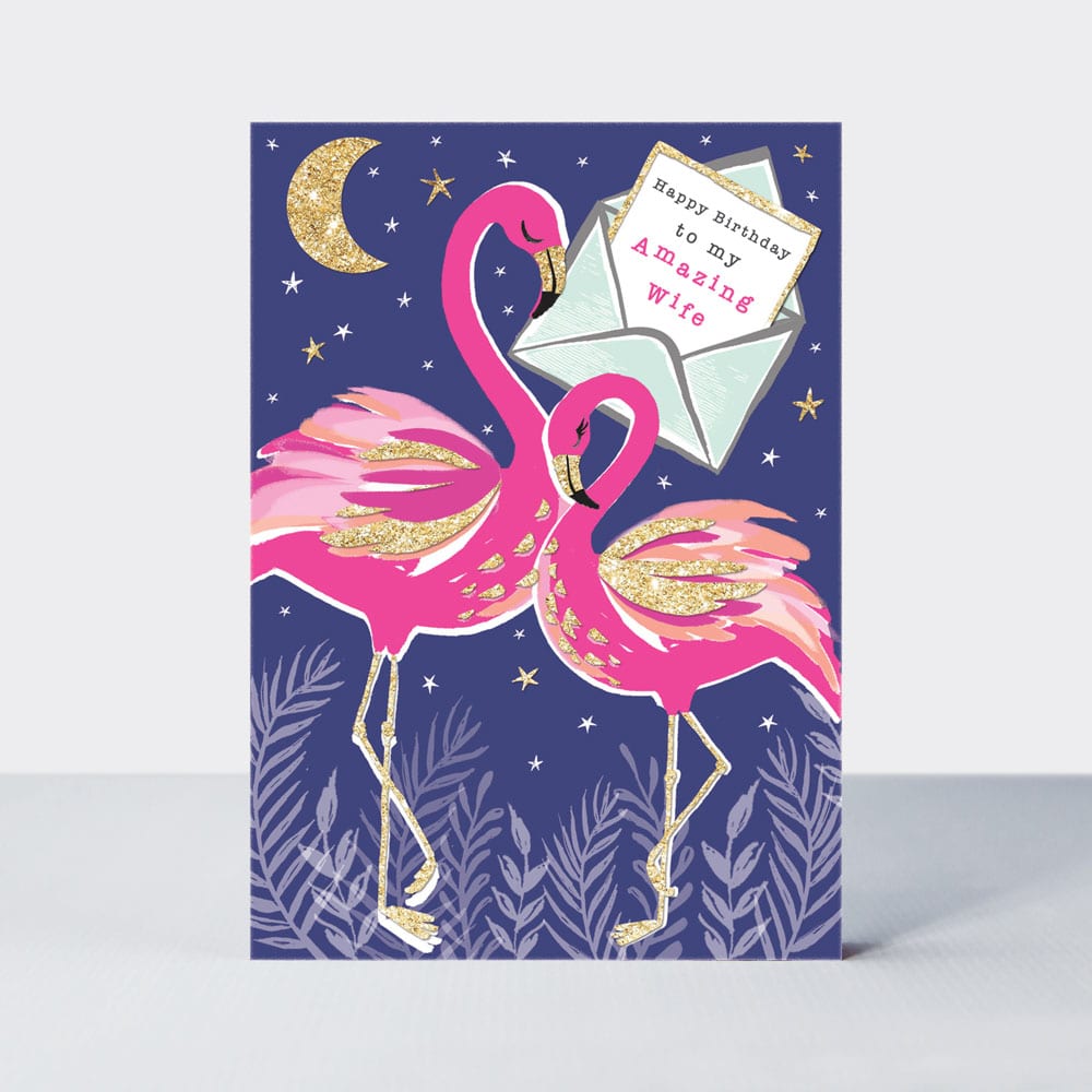Piccolo - Birthday Wife Flamingos  - Birthday Card