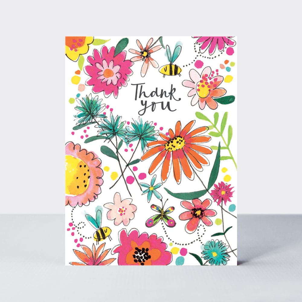 Thank you - Bright Floral - Pack of 5 Notecards