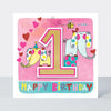 Rhubarb - Age 1 Girl/Elephants birthday card