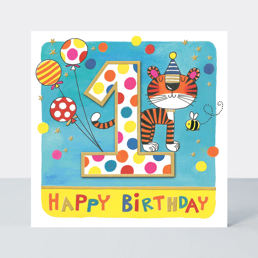 Rhubarb - Age 1 Boy/Tiger birthday card