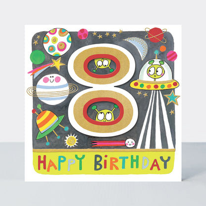 Rhubarb - Age 8 Boy/Aliens birthday card