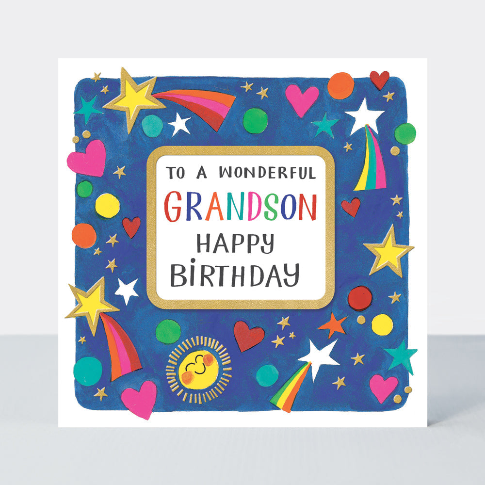 Rhubarb - Wonderful Grandson/Starbursts - birthday card
