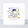 Pocket Rocket - Good Luck 1st Day- Rucksack Boy - Greetings Card