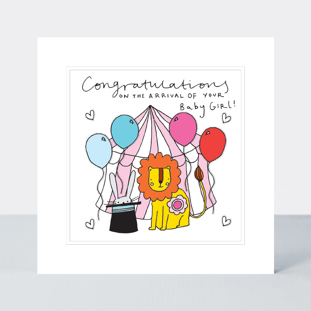 Pocket Rocket - Baby Girl Congratulations Card Circus