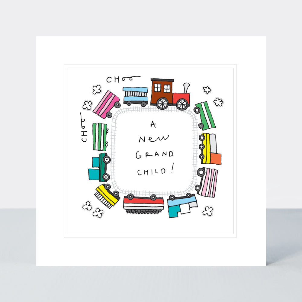 Pocket Rocket - A New Grandchild Card - Choo Choo Train Track