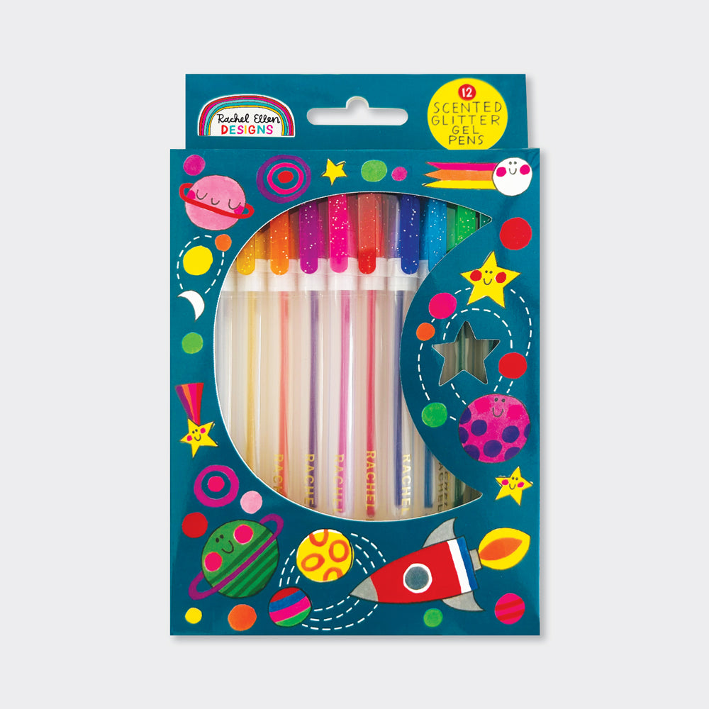 Scented Glitter Gel Pens - Moon &amp; Rocket