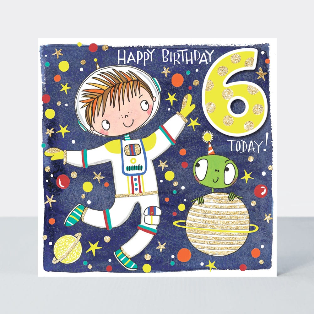 Scribbles - Age 6 Boy Astronaut - Birthday Card