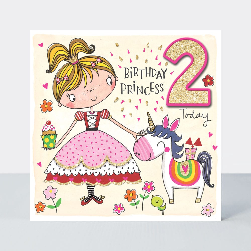 Scribbles - Age 2 Girl Princess - Birthday Card