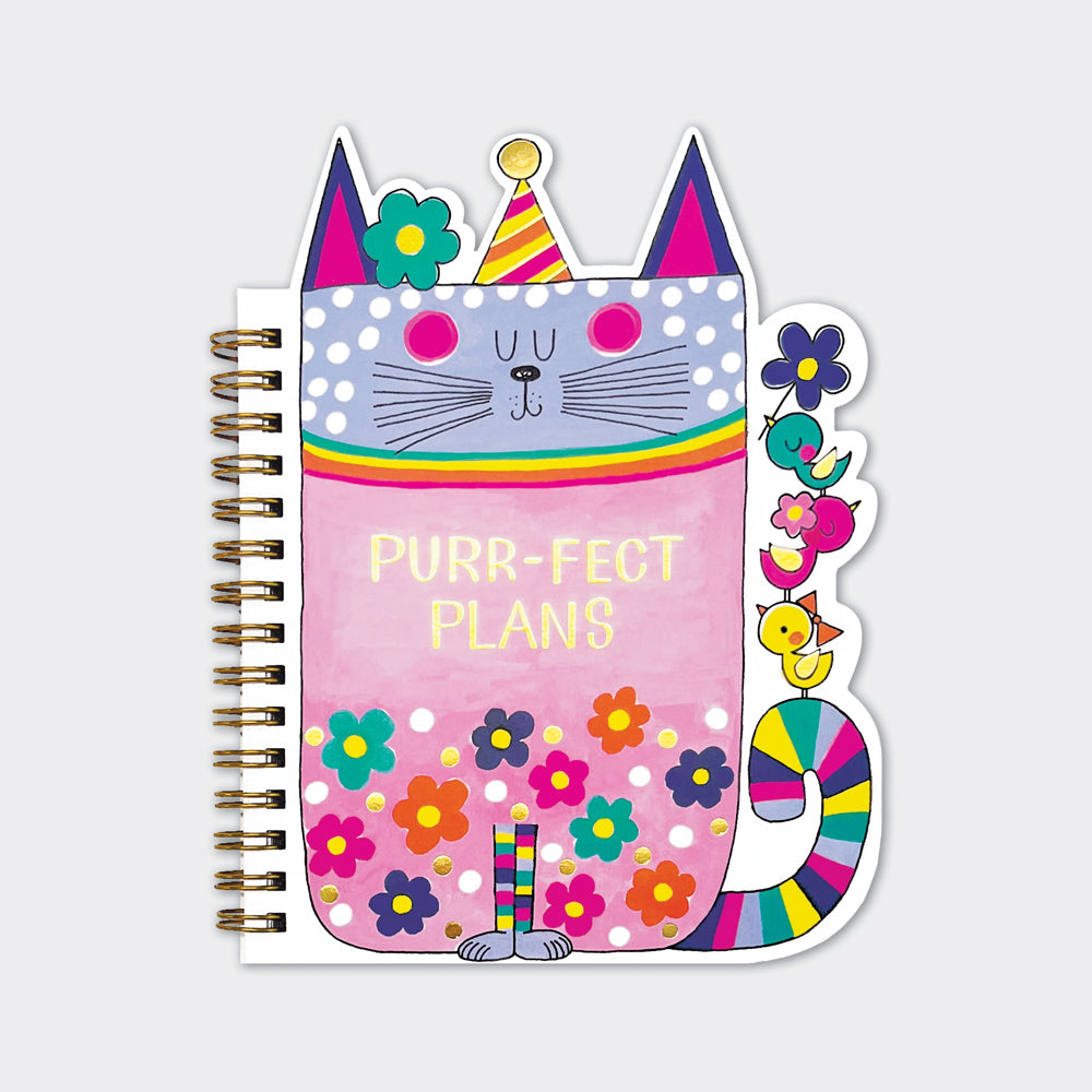 Purr-fect Cat Shaped Wire Bound Notebook | Gold Foil