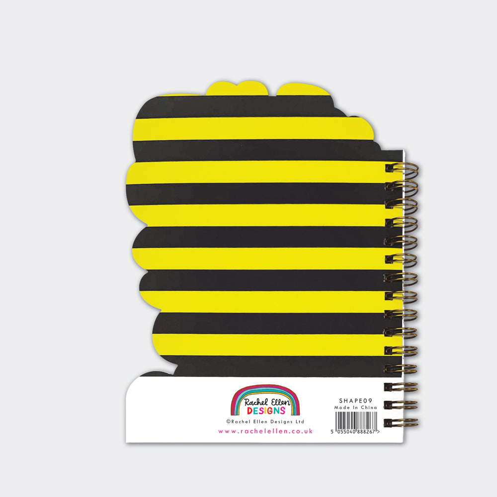 Buzzy Bee Shaped Wire Bound Notebook | Gold Foil &amp; &quot;Bee Happy Notes&quot;