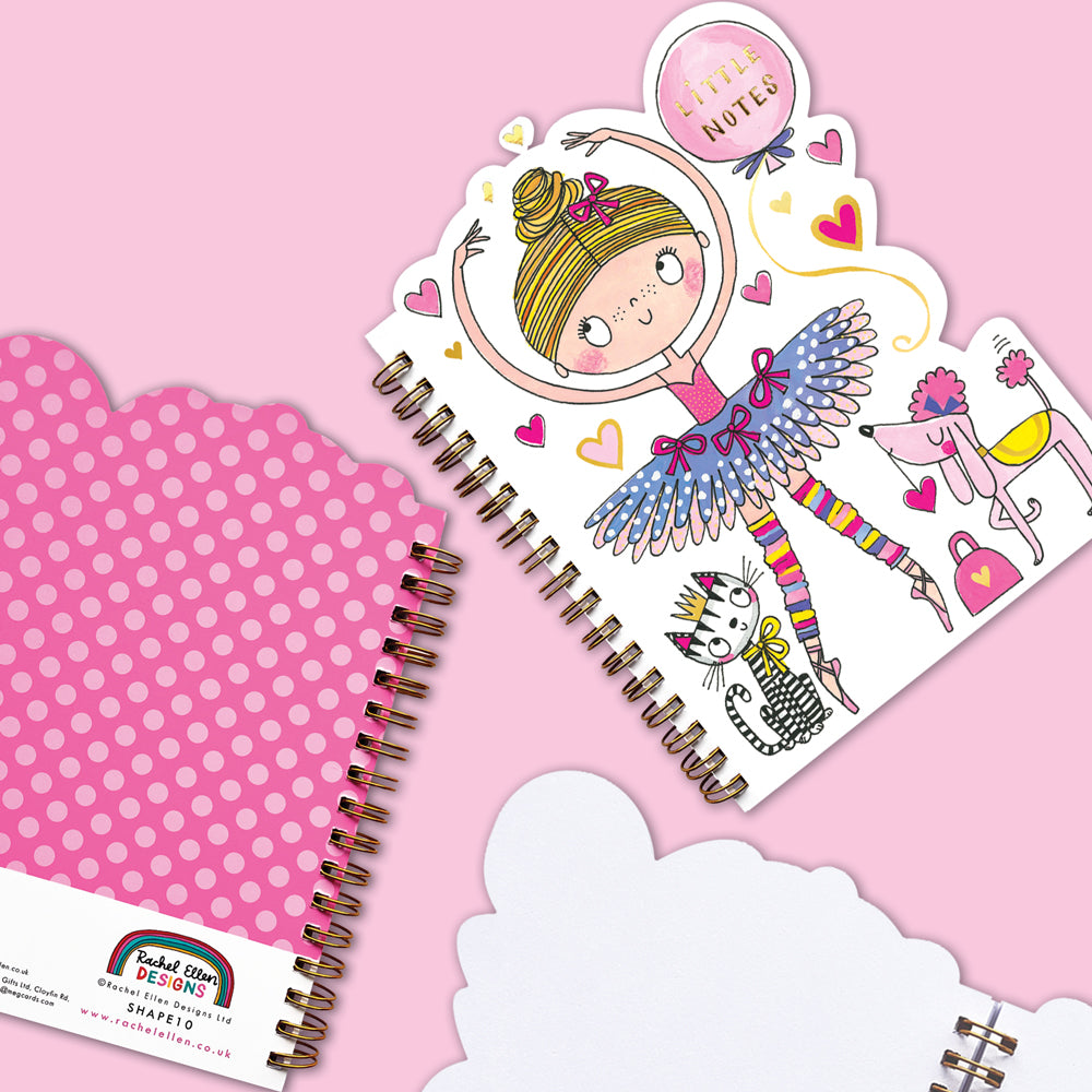 Ballerina Shaped Wire Bound Notebook | Gold Foil &amp; "Notes"