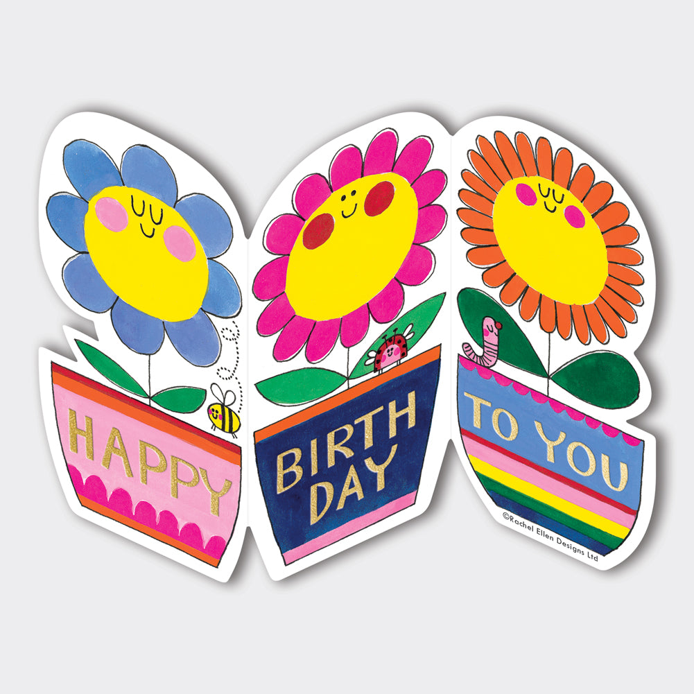 Squiggles - Happy Birthday To You/Flower Pots Birthday Card