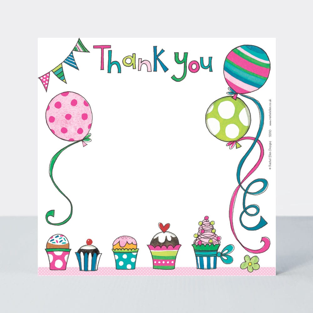 Cakes and Balloons Thank You Note Cards ‐ (Pack of 8)