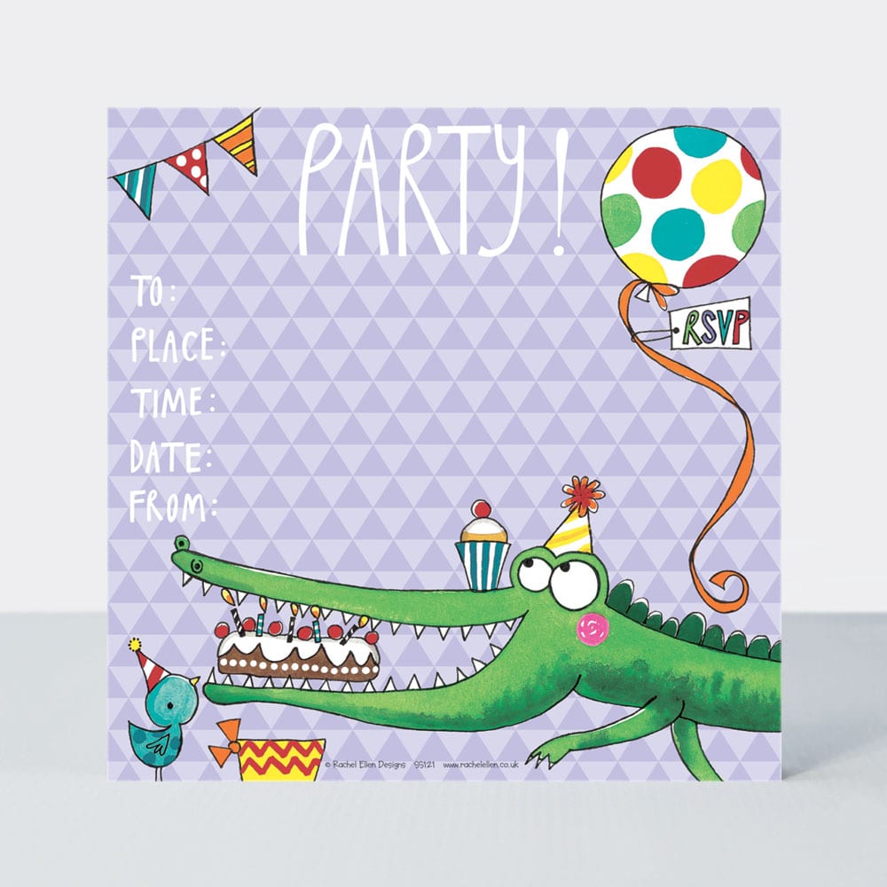 Party Invite/Crocodile (pack of 8)