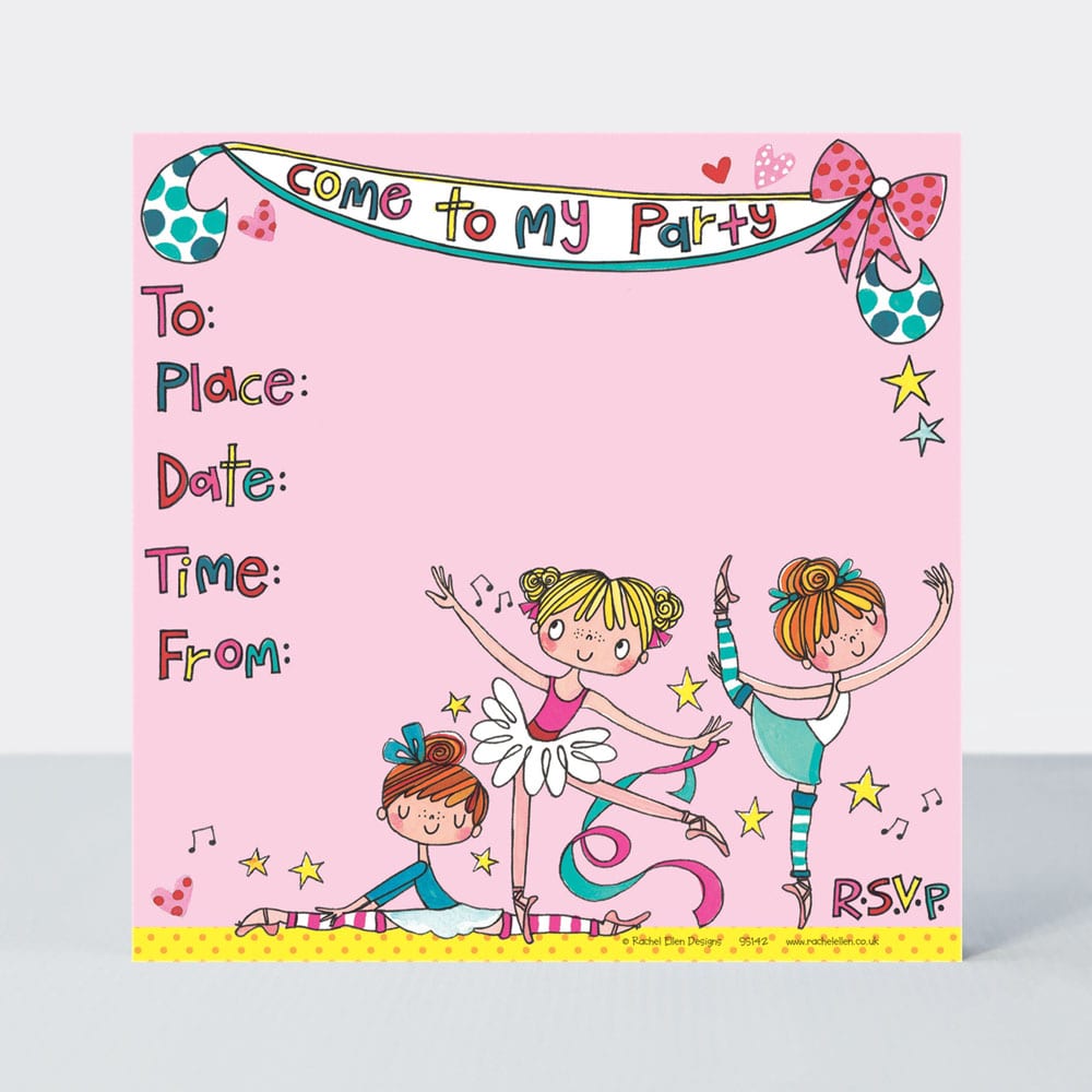 Party Invitation Ballerinas ‐ Pack of 8