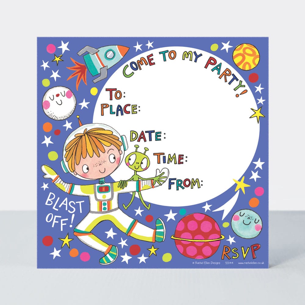 Outer Space Party invitations  (Pack of 8)