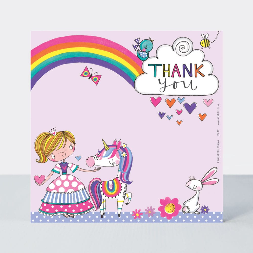 Princess &amp; Unicorn Thank You Note Cards ‐ (Pack of 8)