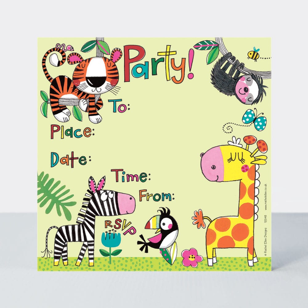 Party Invitation Jungle ‐ Pack of 8