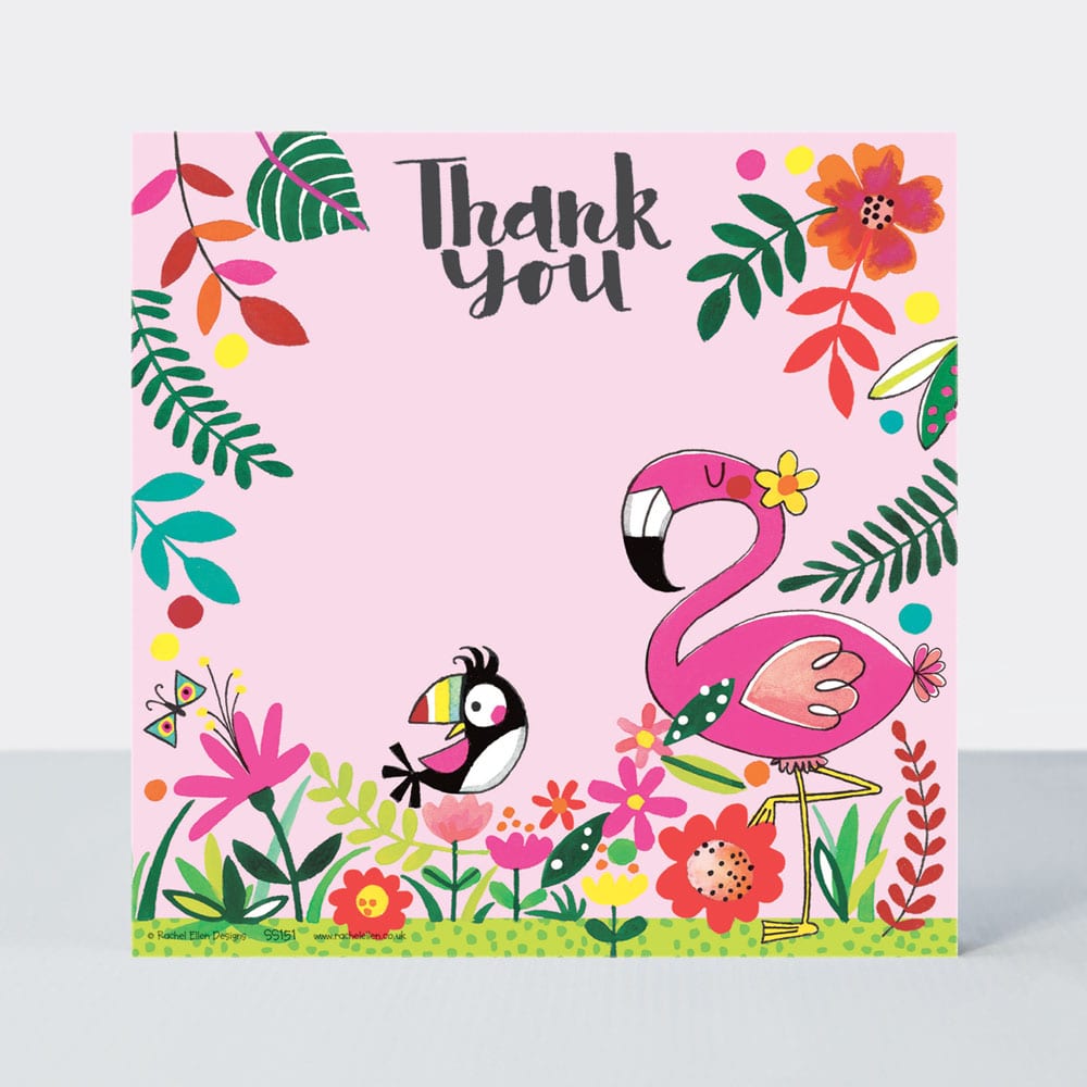 Pink Tropical Thank You Note Cards ‐ (Pack of 8)