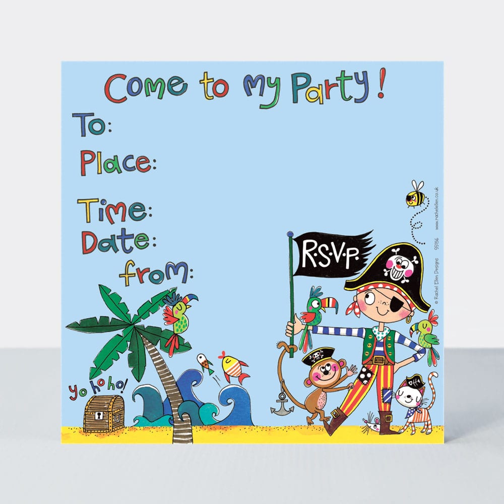Party Invite Pirate ‐ Pack of 8