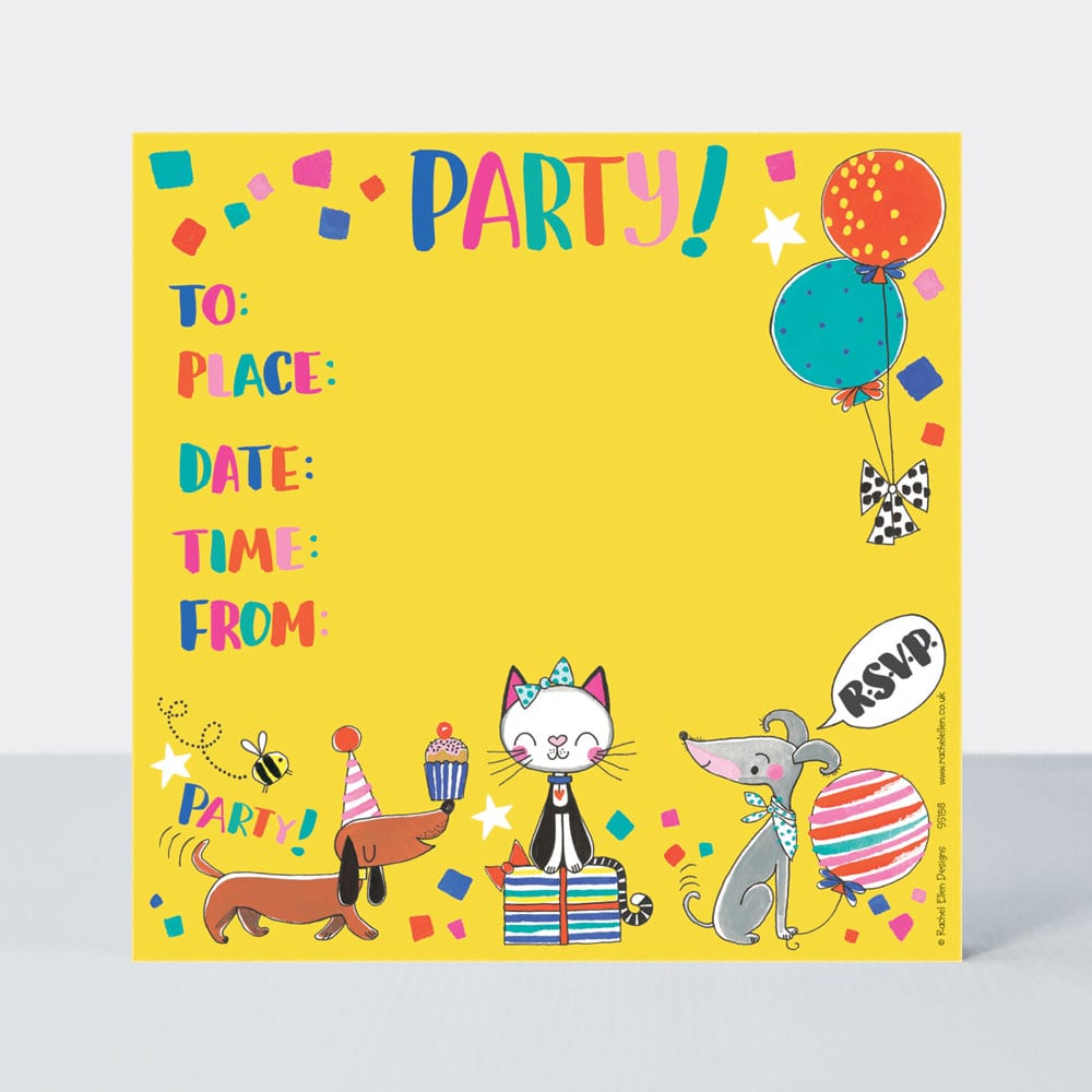 Party Invite Cats & Dogs ‐ Pack of 8