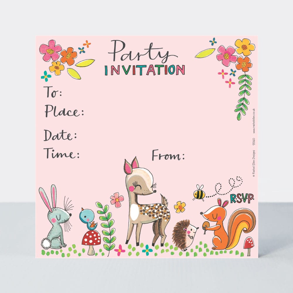 Party Invite Woodland Friends ‐ Pack of 8