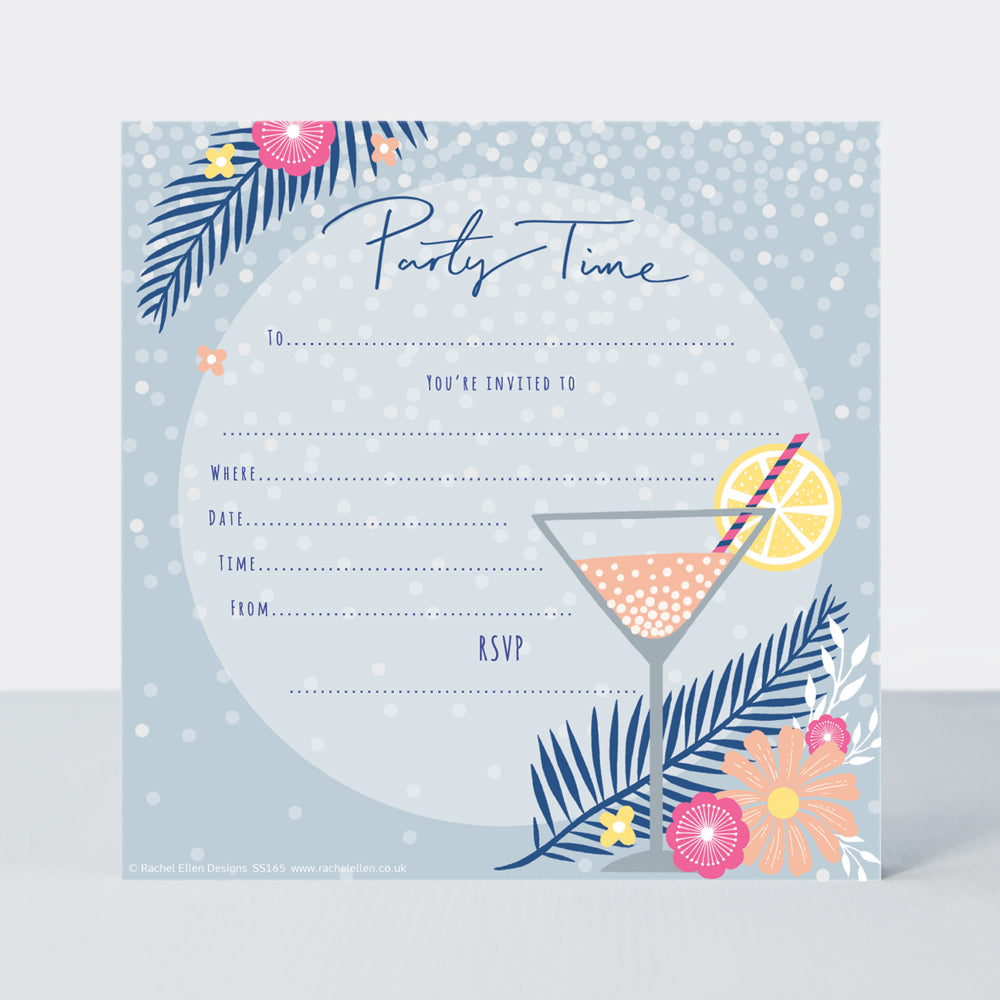 Cocktail Glass Party Invitations (Pack of 8)