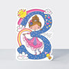 Star Jumps - Age 3 girl princess  - Birthday Card