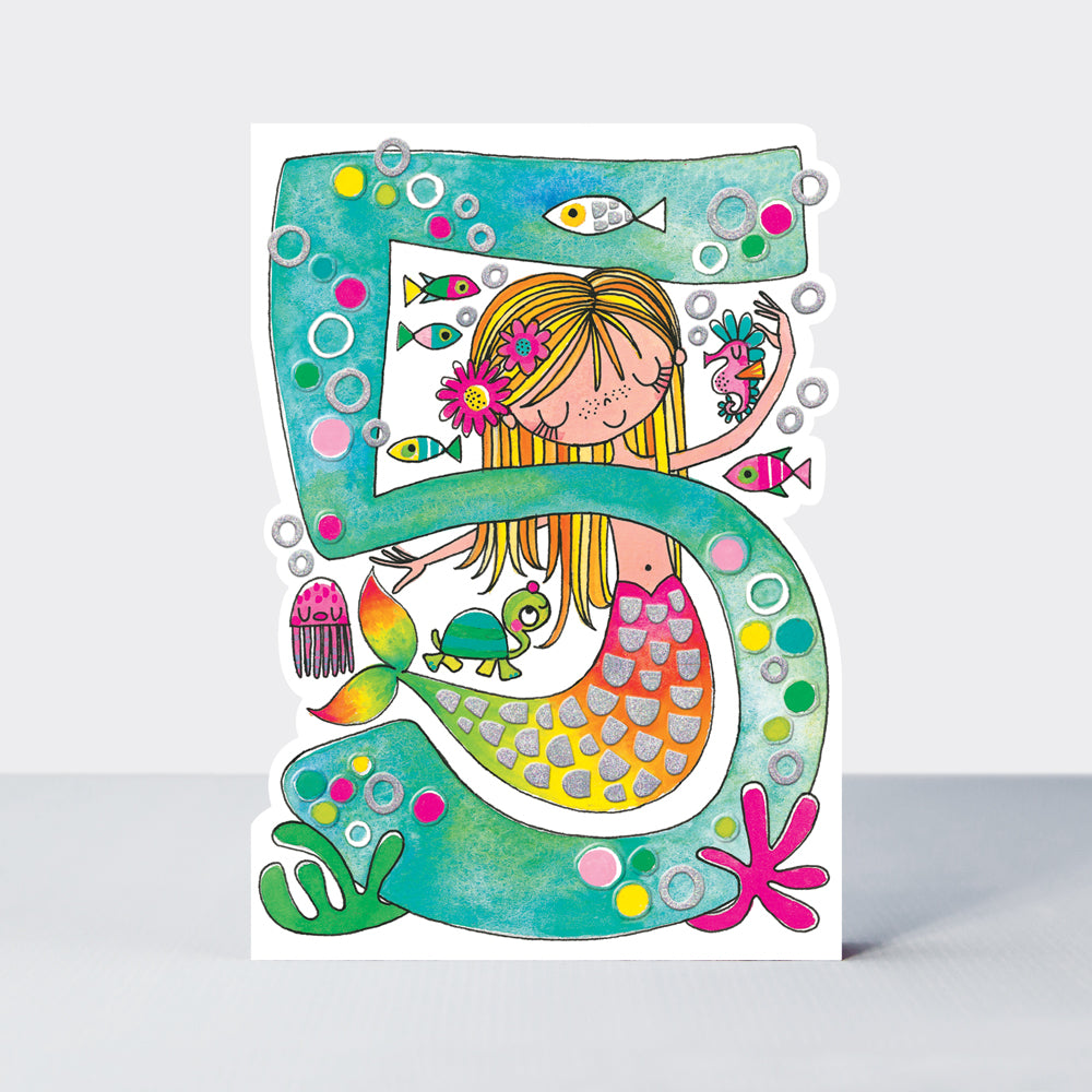 Star Jumps - Age 5 girl mermaid  - Birthday Card