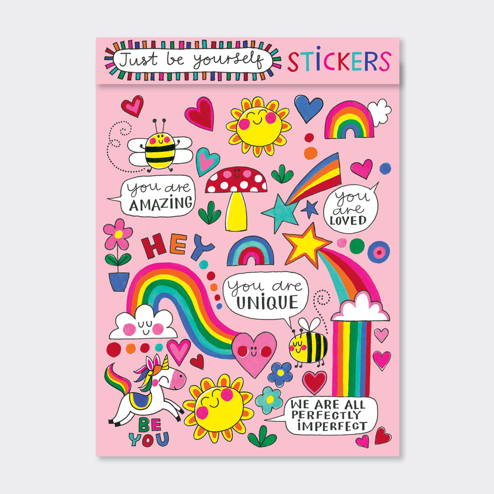 Just Be Yourself Sticker Book 4 Sheets of Shaped Stickers