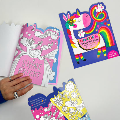 Magical Unicorn Die-Cut Colouring Book with Stickers
