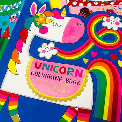Magical Unicorn Die-Cut Colouring Book with Stickers