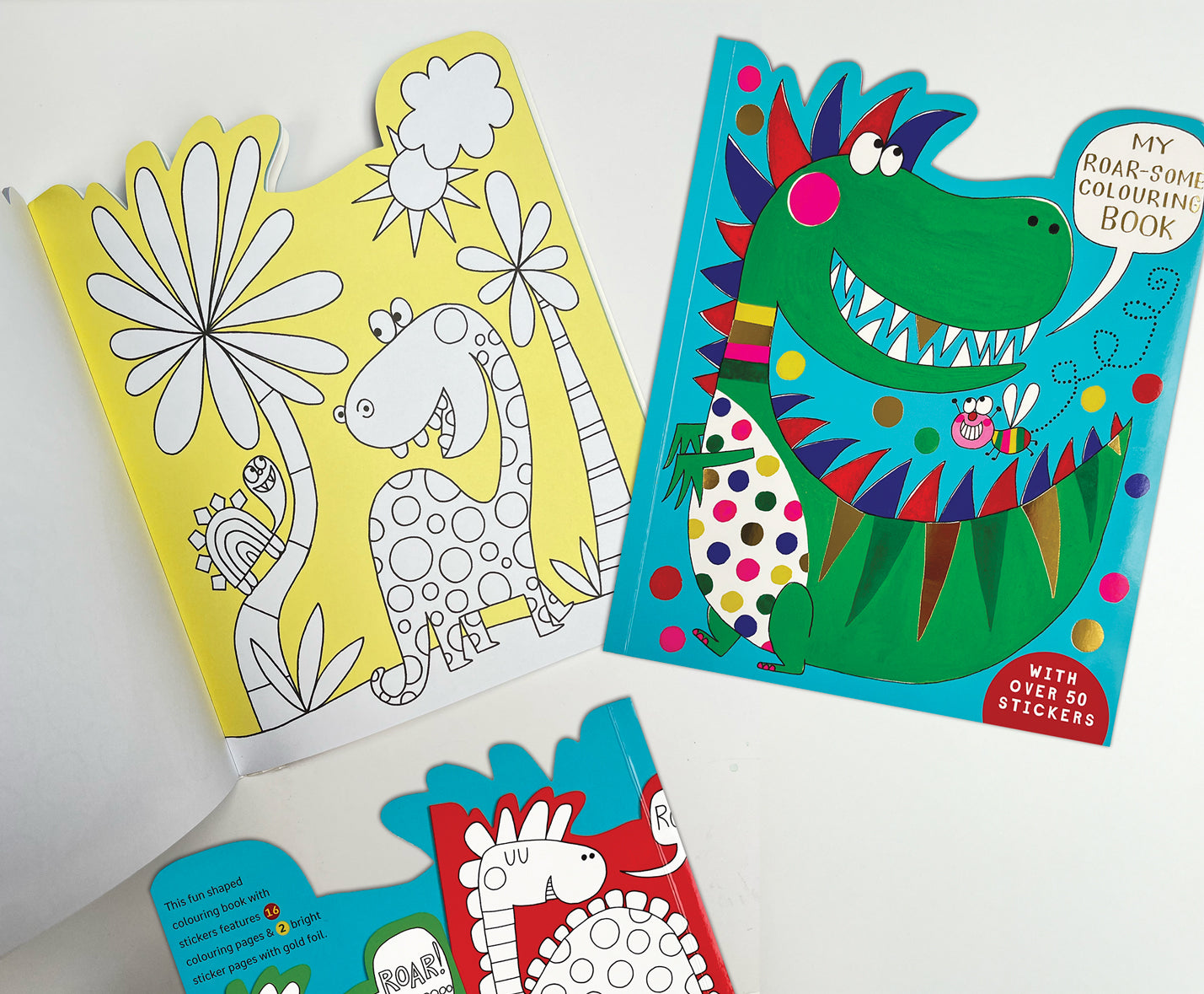 Roar-some Dinosaur Die-Cut Colouring Book with Stickers