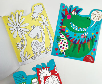 Roar-some Dinosaur Die-Cut Colouring Book with Stickers