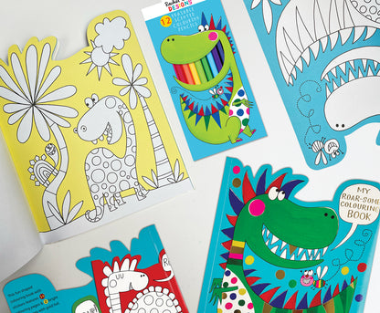 Roar-some Dinosaur Die-Cut Colouring Book with Stickers
