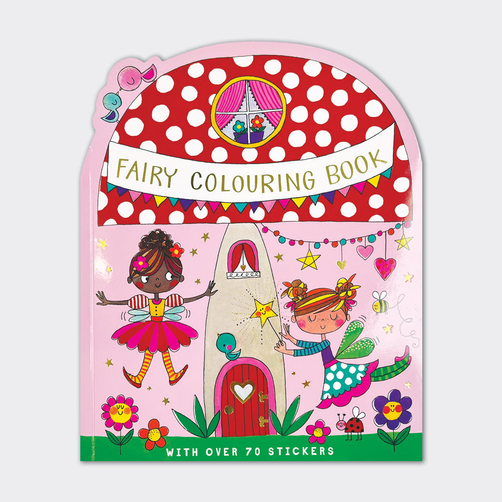 Fairy colouring book with die-cut cover featuring gold foil wings and magical details