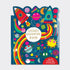 Cosmic space colouring book with die-cut cover featuring gold foil planets and stars