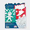 Back cover of cosmic colouring book showing space-themed illustrations and gold foil stickers