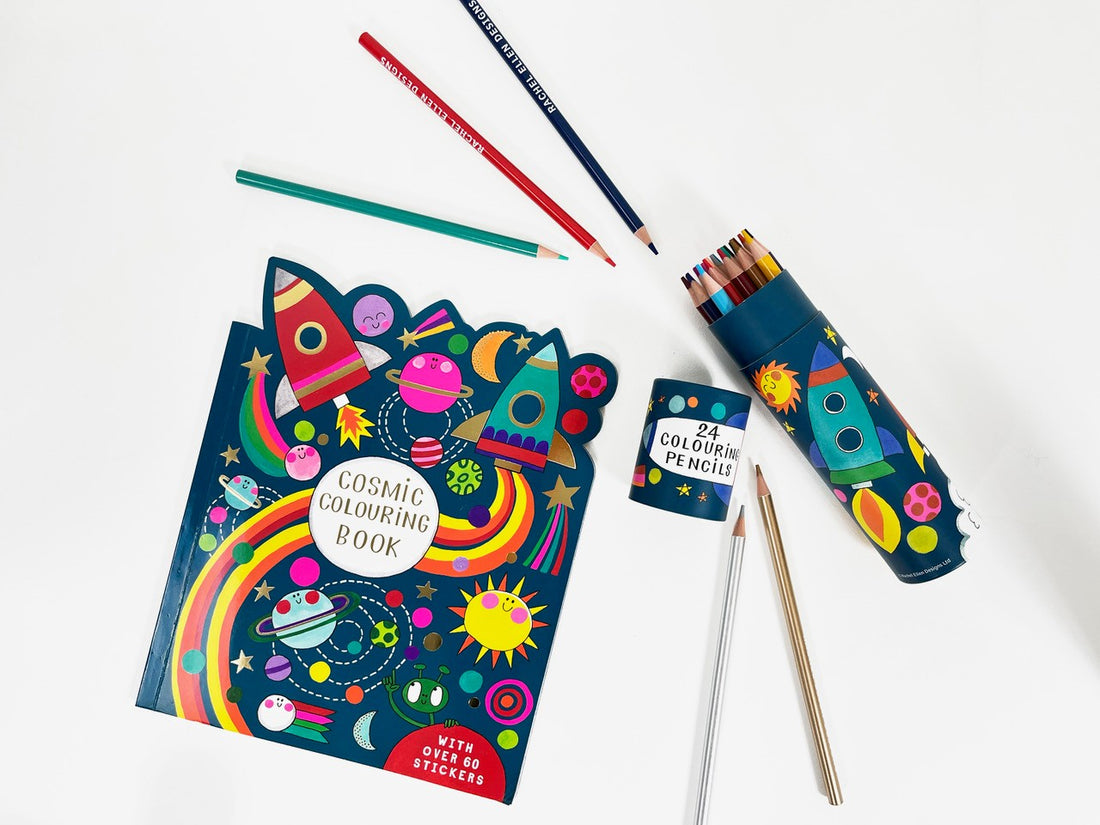 Tube of 24 Colouring Pencils - Cosmic Space Rocket