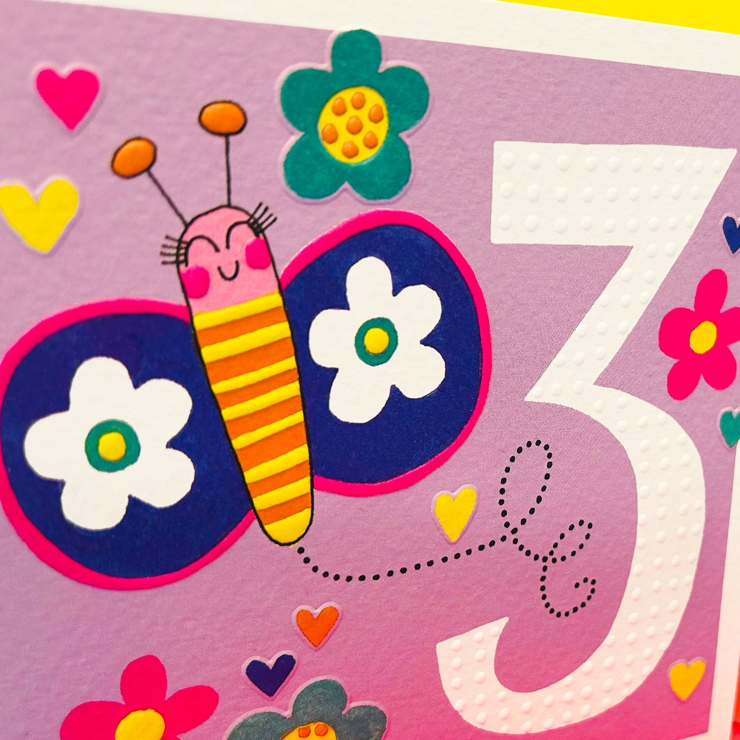 Sweet Pea - Age 3 Girl/Butterfly Birthday Card