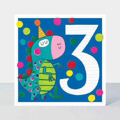 Sweet Pea - Age 3 Boy/Dinosaur Birthday Card