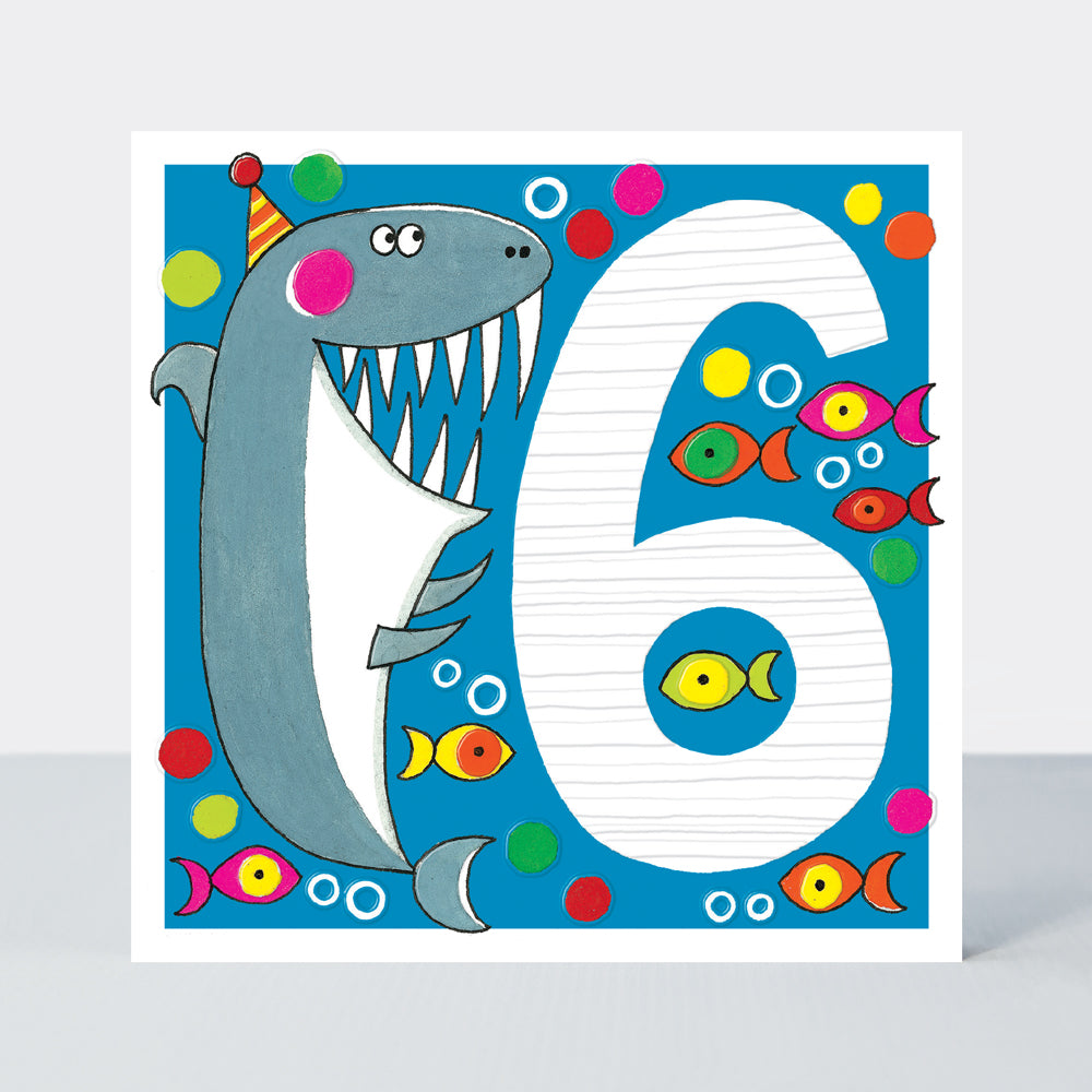 Sweet Pea - Age 6 Boy/Shark Birthday Card