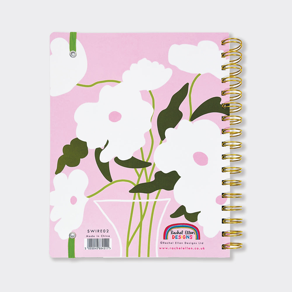 200-Page Lined Wiro-Bound  - Floral Planner With Lists